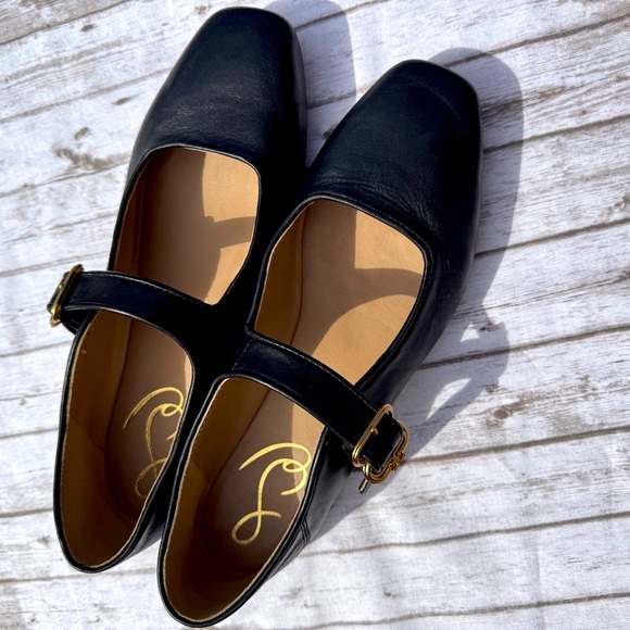 Sam Edelman Black Flats with Strap - Picture 2 of 6